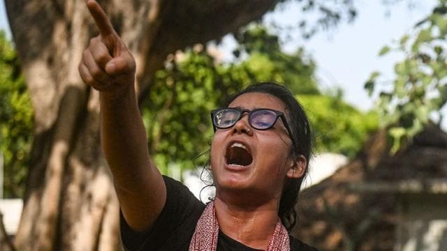 একটি আন্দোলনে বক্তব্য রাখছেন নেহা বোরা - ফাইল ছবি